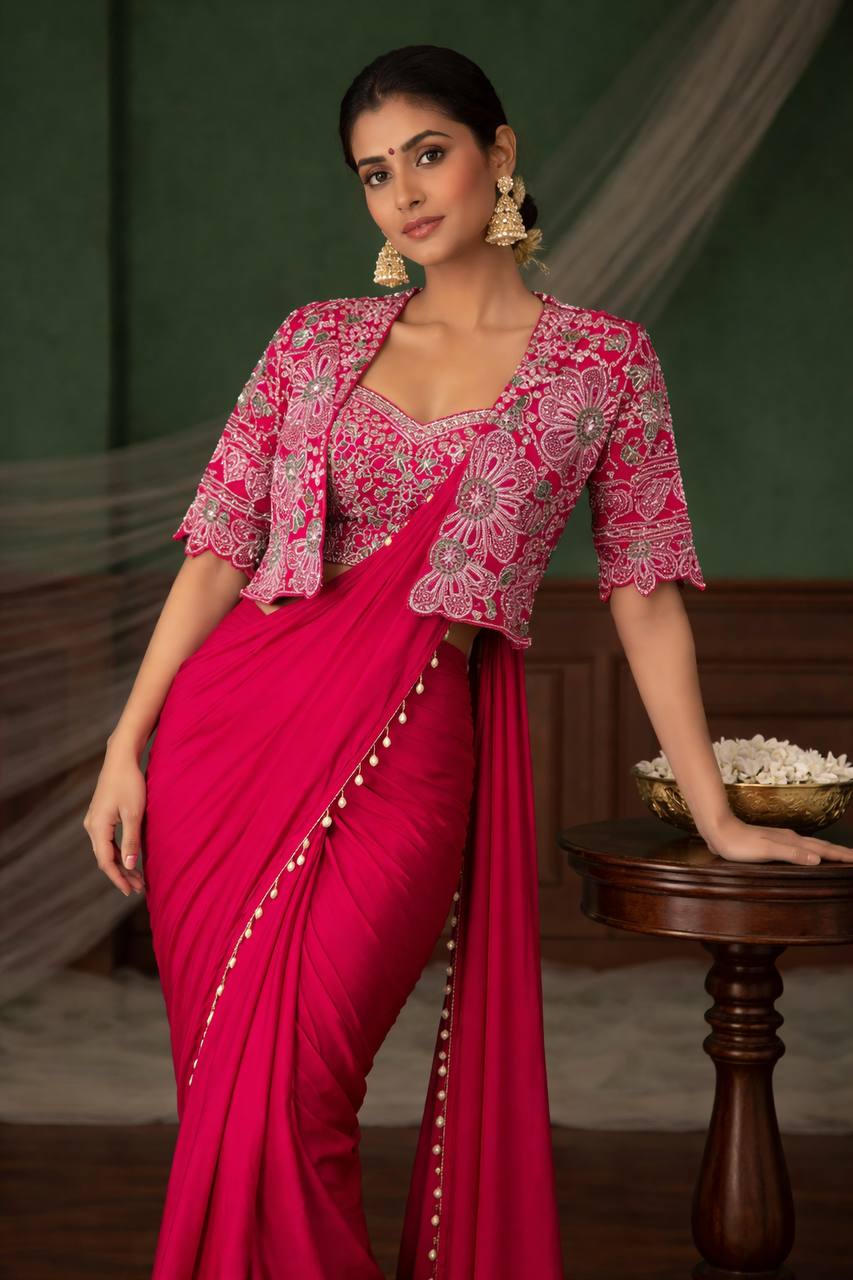 Ready-to-Wear Saree with Matching Jacket & Blouse