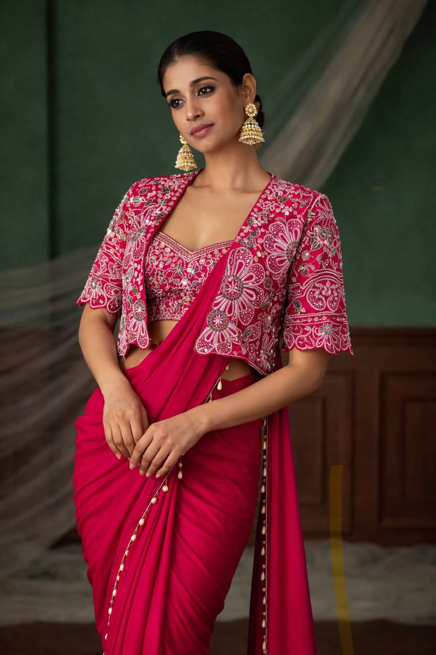 Ready-to-Wear Saree with Matching Jacket & Blouse