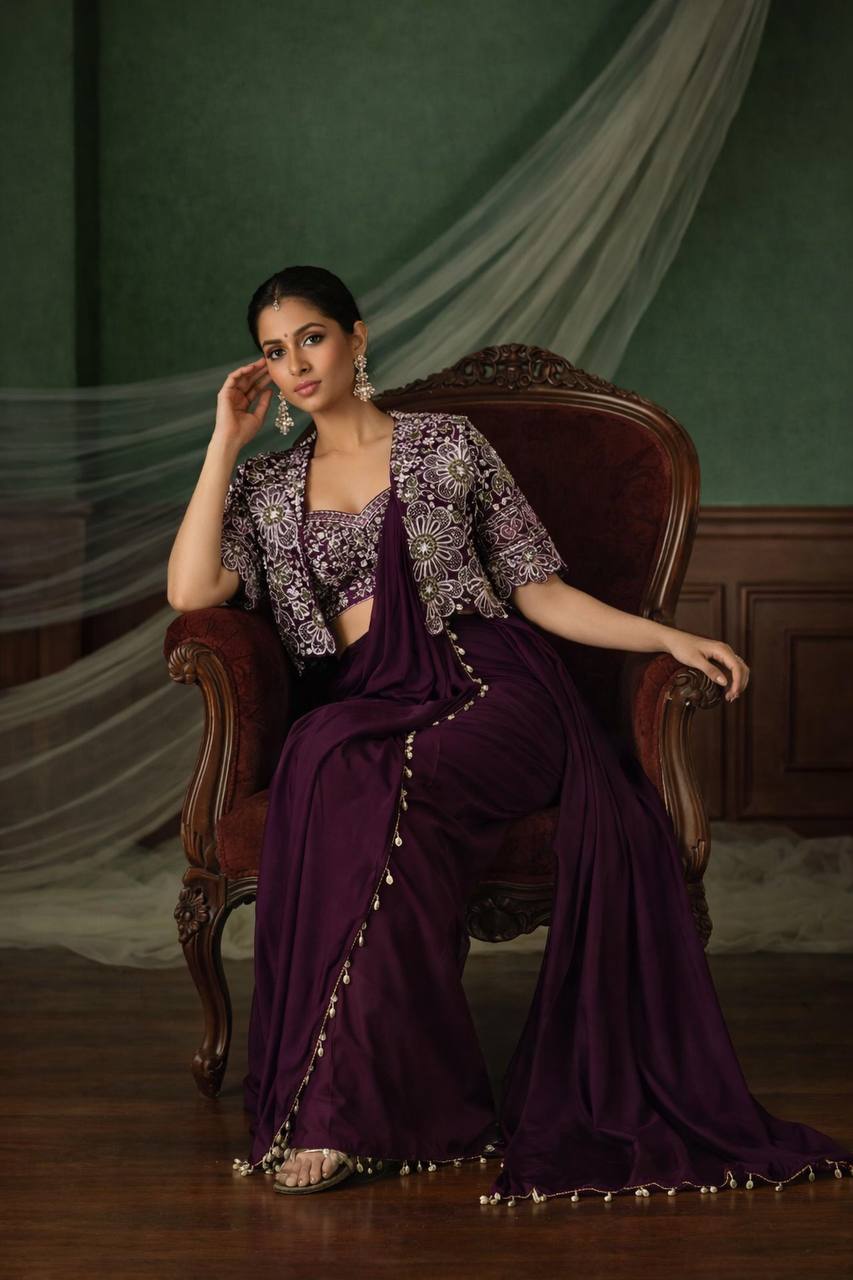 Ready-to-Wear Saree with Matching Jacket & Blouse