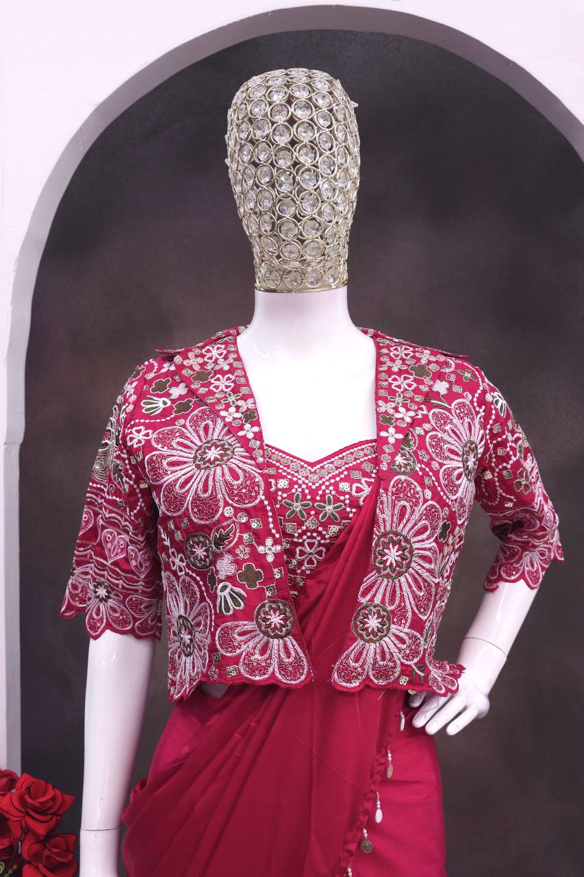 Ready-to-Wear Saree with Matching Jacket & Blouse