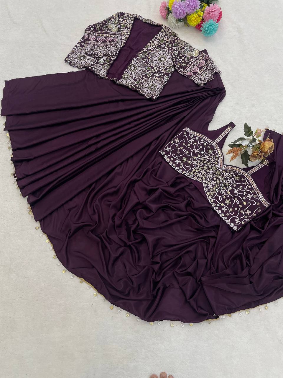 Ready-to-Wear Saree with Matching Jacket & Blouse