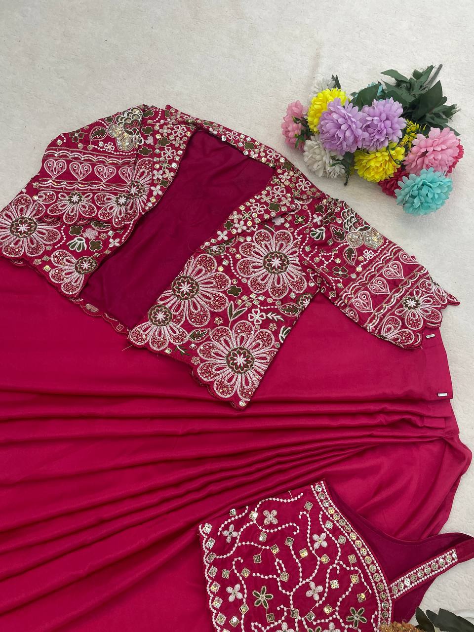 Ready-to-Wear Saree with Matching Jacket & Blouse