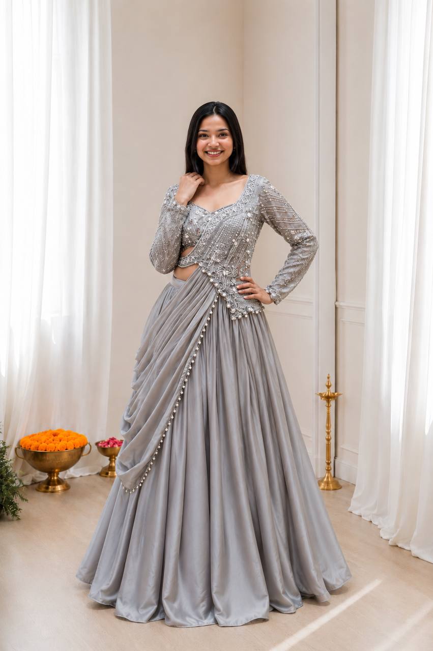 Rangoli Silk Embroidered Lehenga Set