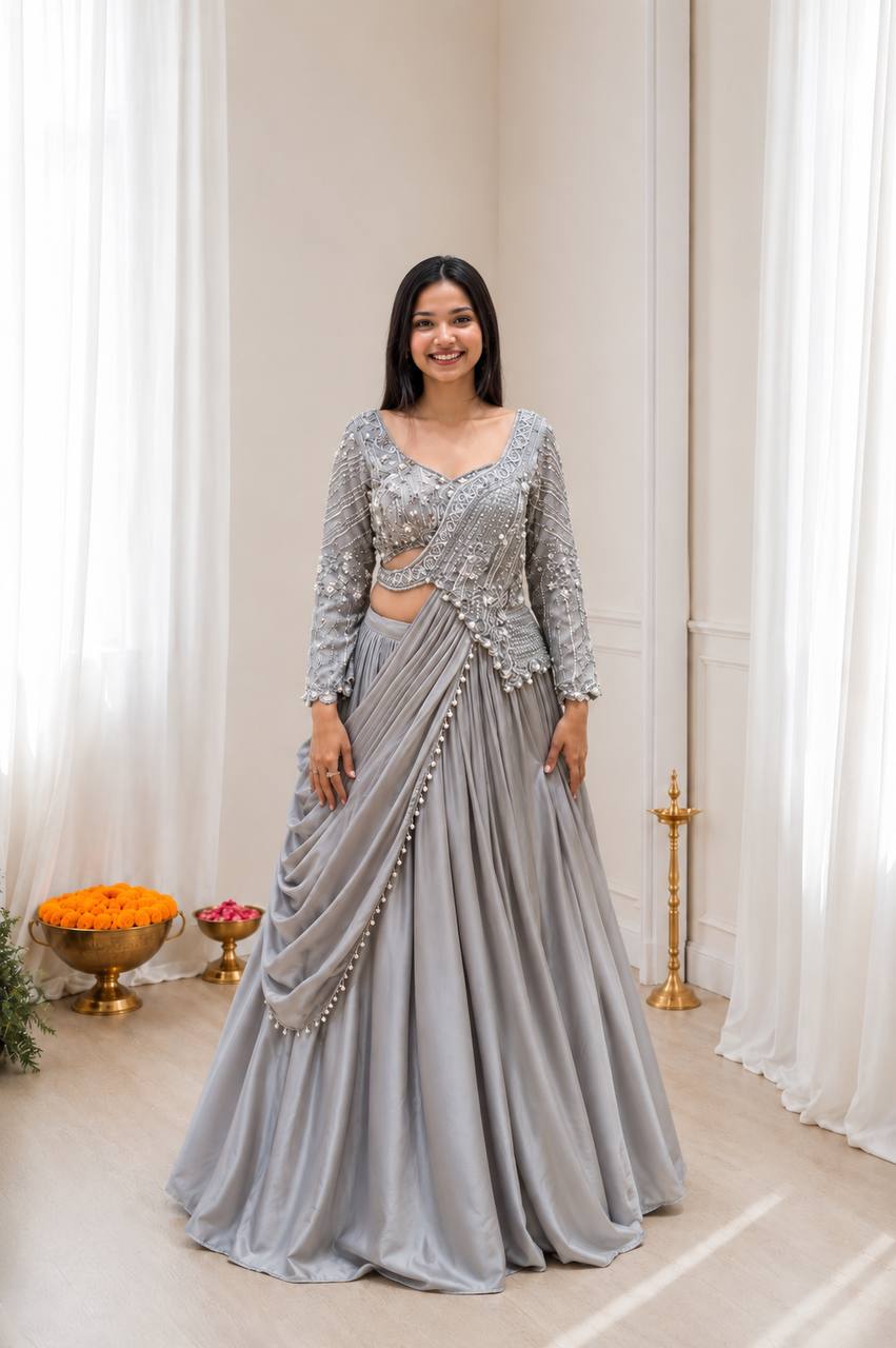 Rangoli Silk Embroidered Lehenga Set