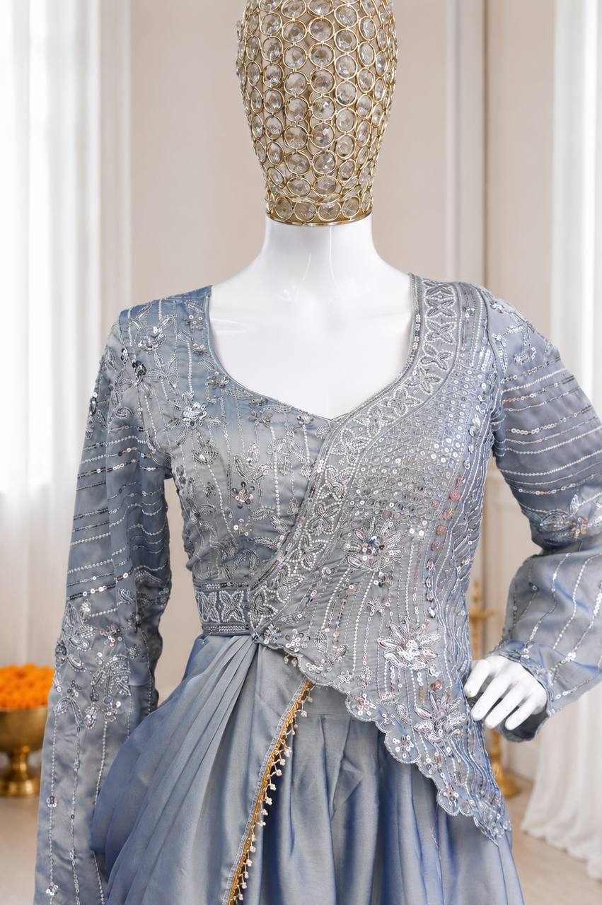 Rangoli Silk Embroidered Lehenga Set