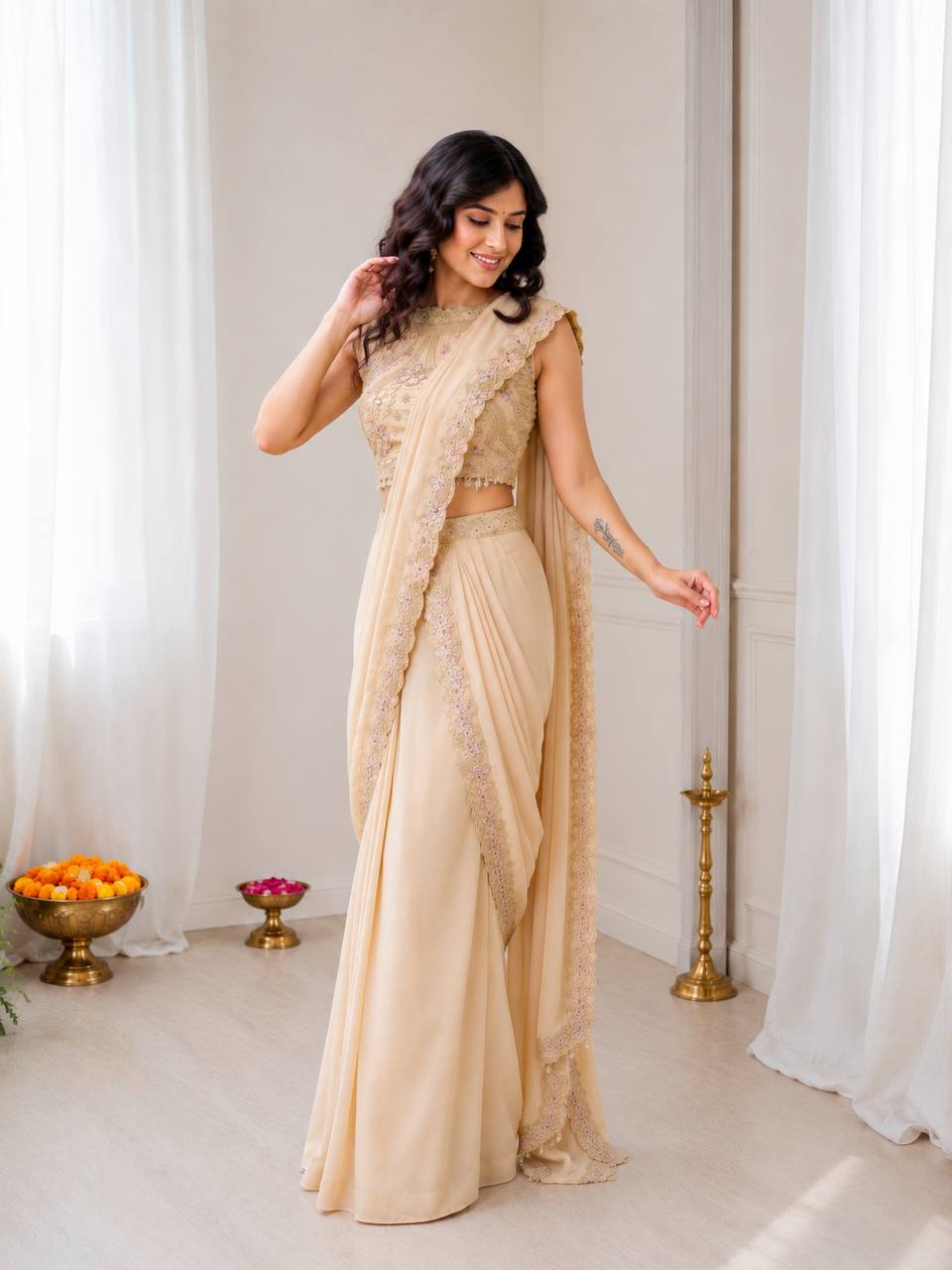 Premium Star Georgette Lehenga with Attached Pallu
