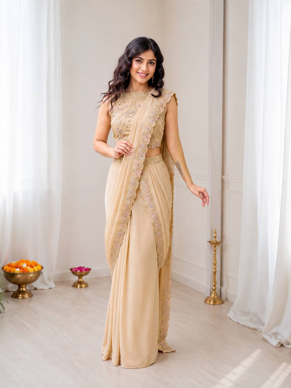 Premium Star Georgette Lehenga with Attached Pallu