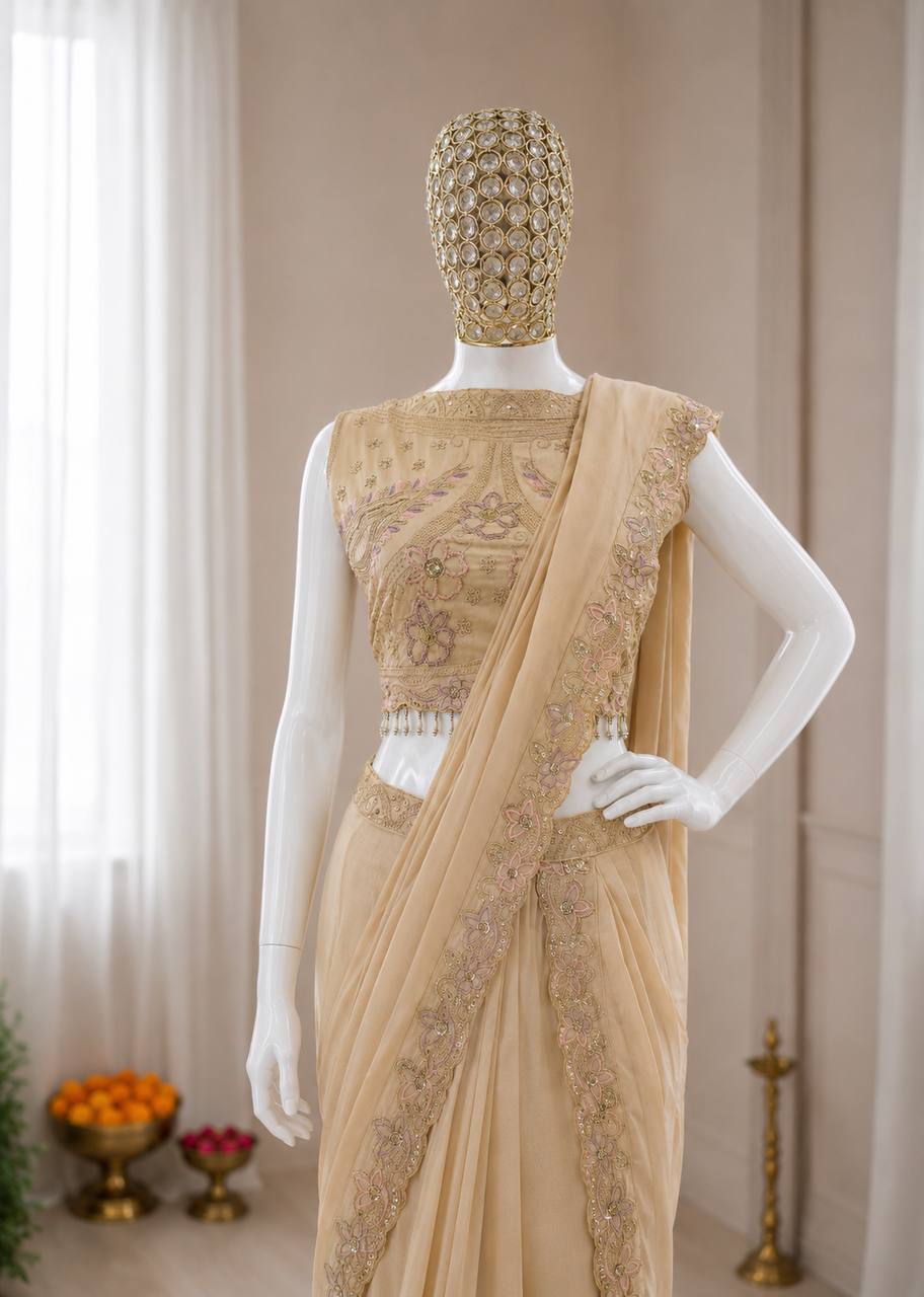 Premium Star Georgette Lehenga with Attached Pallu