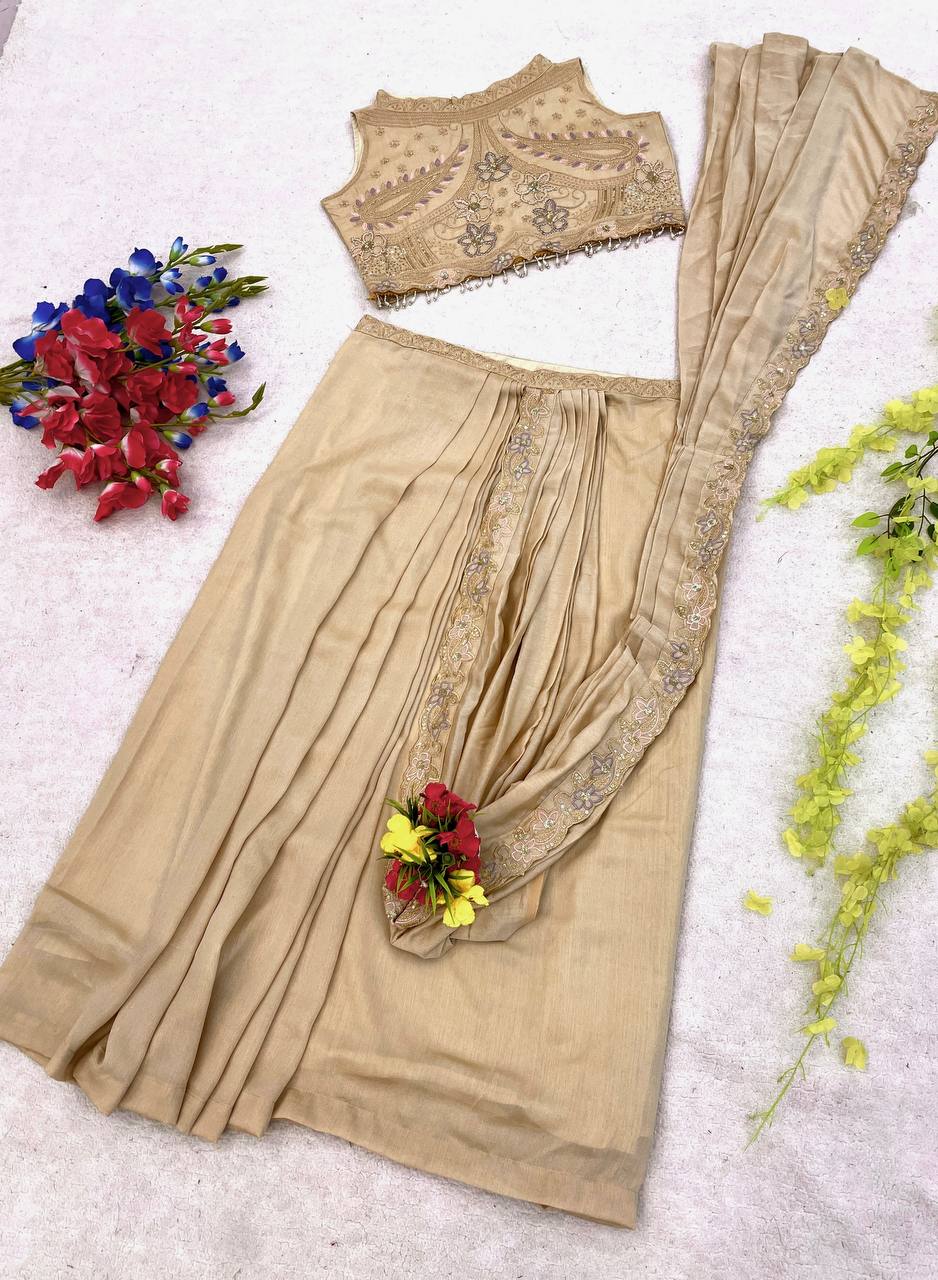 Premium Star Georgette Lehenga with Attached Pallu