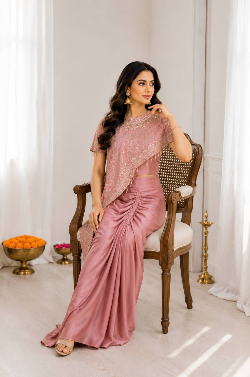 Premium Crepe Silk Koti, Dhoti & Blouse 3-Piece Set