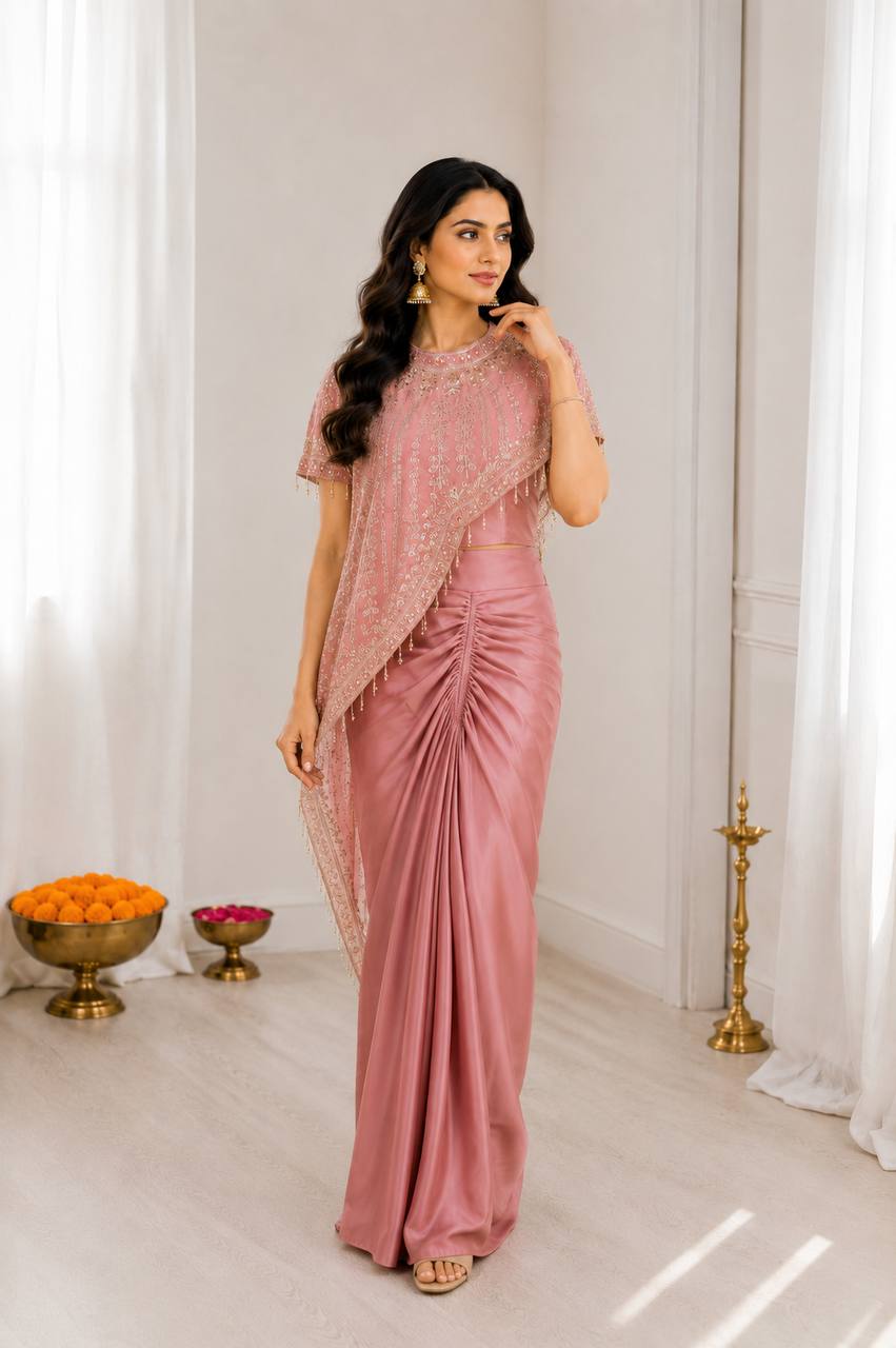Premium Crepe Silk Koti, Dhoti & Blouse 3-Piece Set