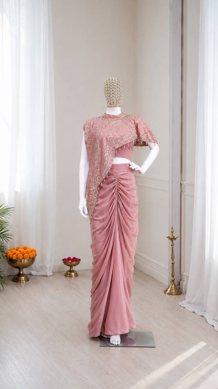 Premium Crepe Silk Koti, Dhoti & Blouse 3-Piece Set