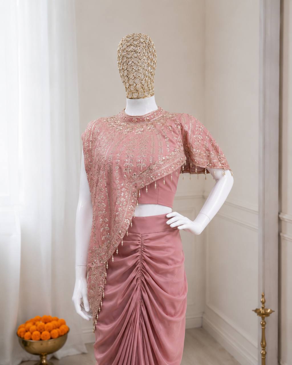Premium Crepe Silk Koti, Dhoti & Blouse 3-Piece Set