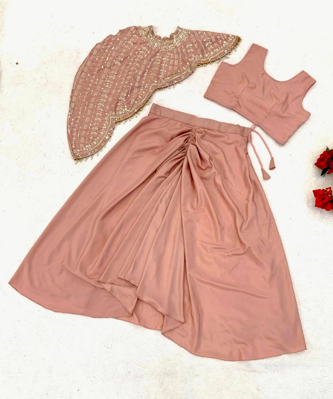 Premium Crepe Silk Koti, Dhoti & Blouse 3-Piece Set