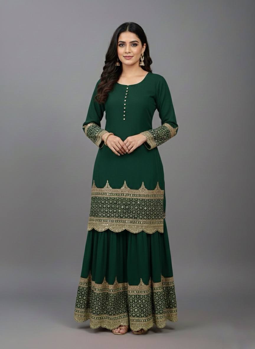 Georgette Sequence Work Sharara Suit Set