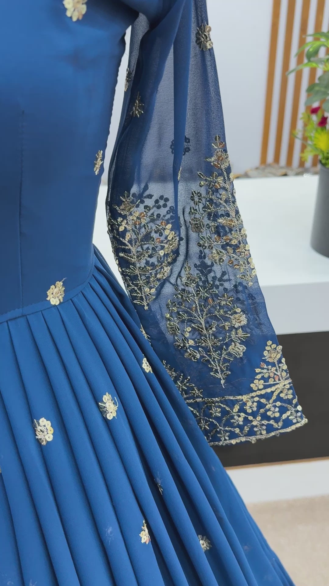 Designer Faux Georgette Heavy Embroidered Gown