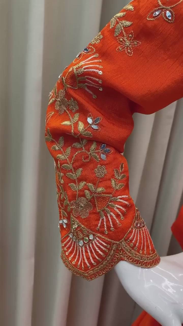 Designer Wear Mirror Work Lehenga Saree